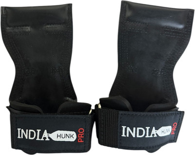 INDIAHUNK LLP Weight Lifting Wrist Hooks Straps for Maximum Grip Support - Deadlift Gym & Fitness Gloves(Black)