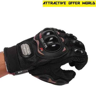 meenu arts Premium Pro Biker Riding Gloves_232 Riding Gloves(Black)