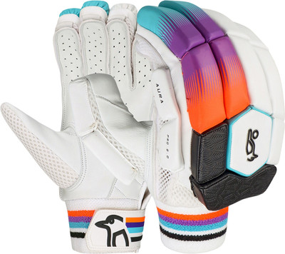 KOOKABURRA Aura Pro 2.0 Left Hand Batting Gloves- Youth Batting Gloves(White/Black/Orange/Purple)