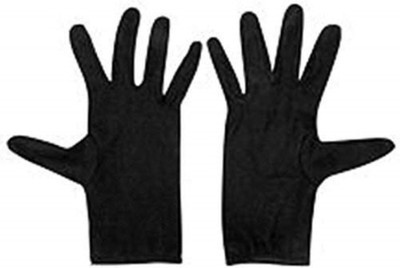 GREENPORT Soft Cotton Full Hand Gloves Beige Reusable Washable Protective Riding Gloves(Black)