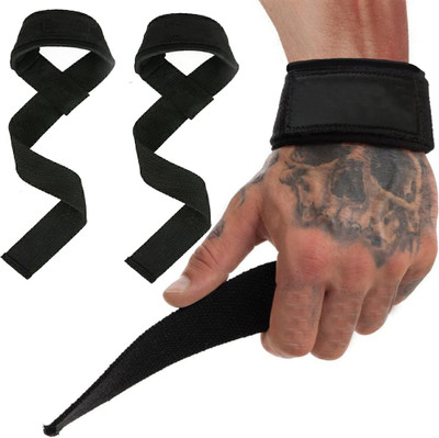uRock Weight lifting Wrist Straps For Gym Hand Grips Gym & Fitness Gloves(Black)
