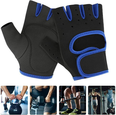 zaysoo Gloves, Non Slip Training Glove Half Finger Design for Outdoor Riding Gloves(Blue black)