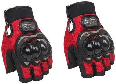 Yeahmom Motorcycle Half Finger Hard Knuckle Racing Breathable & Protective Hand Gloves Riding Gloves  (Red) For Rs. 100 @ 90 %