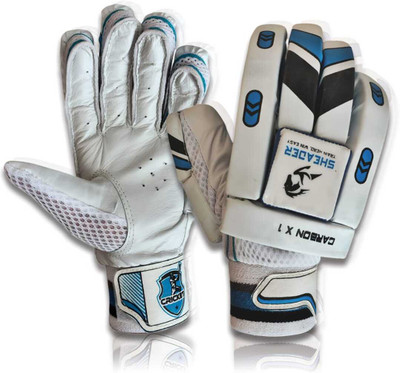 SHEADER Carbon X 2 Cricket Batting Gloves Cotton Palm Batting Gloves(Blue, White)