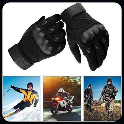 JAI SHRI Full Finger Hard Knuckle Hand Glove for Motorcycle Riding, Bike Driving Racing_ Driving Gloves(Black)