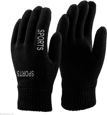 DreamPalace India Woolen Hand Gloves Stretchable Unisex Warm Winter Wool Biker Gloves Riding Gloves(Black)