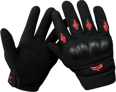Xtrim Racer Universal Biking Gloves with Sloping Knuckles, Touchscreen Compatible Riding Gloves(Black & Red)