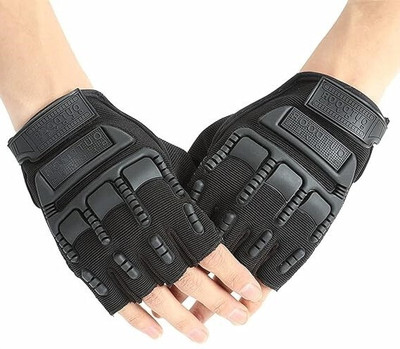 Yeahmom Motorcycle Bike Riding, Cycling & Outdoor Sports Gloves Breathable Half Finger Riding Gloves(Coral Black)