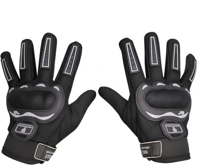 FITON.PRO RiderX-500 Full Finger Motorcycle Gloves with Knuckle Guard & Leather Grip Riding Gloves(Black)