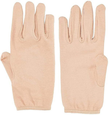 Amalya Soft Cotton Full Hand Gloves Beige Reusable Washable Protective Riding Gloves(BEING)
