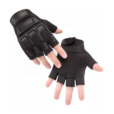 Shihen 1 Pair Motorbike Bike Fingerless Gloves For Men Cycling Gloves(Black)