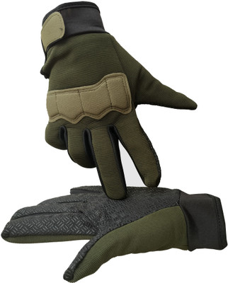 DreamPalace India Winter Full Finger Riding Motorcycle Bike Gloves Hard Shell Hand Guard Non-slip Riding Gloves(Green)