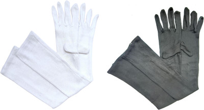 KETKAR Cotton Pollution and Sunburn Sunlight Protection Full Hand Gloves Driving Gloves(White|Black)