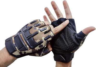 FUEZONE Hand Protection Unisex Tactical Half-Finger Outdoor Sport Bike Rider Glove For Riding Gloves(Army Black)
