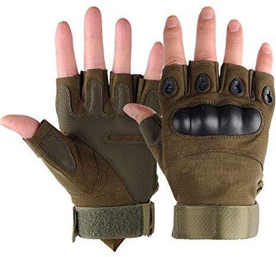 MELZRON Military Half Finger Tactical Gloves Army Hunting Climbing Cycling Gym Fitness Riding Gloves(Green)