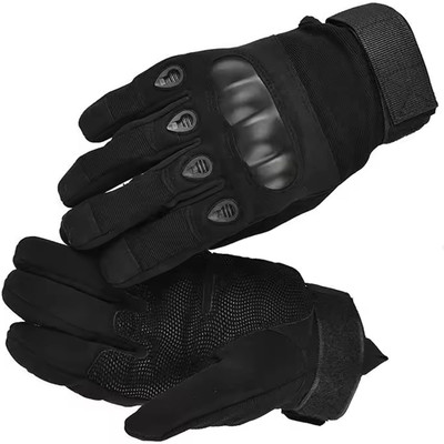 MELZRON Full Finger Hard Knuckle Biker Hand Glove for Riding Racing, Bike Driving Driving Gloves(Black)