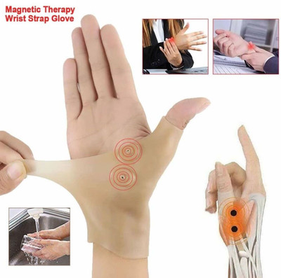 Digital Shoppy Magnetic Therapy Wrist Hand Thumb Support Pain Relief Gloves (Right Hand) 1 Pc Gym & Fitness Gloves(Beige)