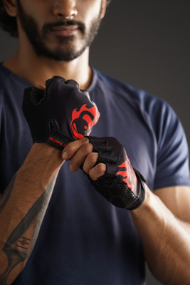 BURNLAB Flex Gym & Fitness Gloves(Black, Red)