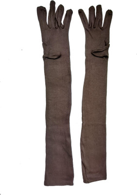 KETKAR Unisex Cotton Full Hand Arm Sleeves Gloves Set Driving Gloves(Brown)