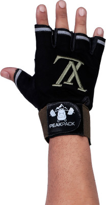 peakpack Commando Style Fingerless Gloves Gym & Fitness Gloves Gym & Fitness Gloves(Black & Brown)