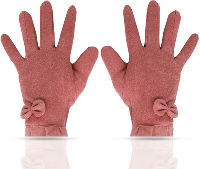 Aseenaa Full Finger Warm Winter Gloves For Bike Riding For Girls & Boys | Touch Screen Driving Gloves(Pink)