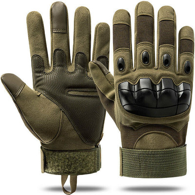 zaysoo Tactical Rubber Knuckle Gloves for Men Outdoor Sports Riding Gloves(Green)