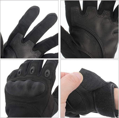 ZARRY Full Finger Black Tactical Bike Hand Glove for Motorcycle Gloves Driving Gloves(Black)
