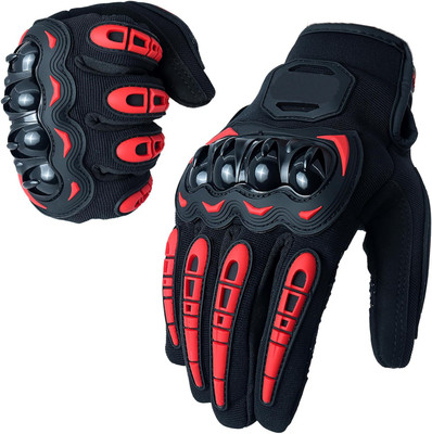 SHIVEXIM Motorcycle Gloves Breathable Anti-Slip with Good Grip Hard Knuckles Protection Riding Gloves(Black, Red)