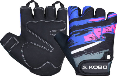 KOBO WTG-66 Weight Lifting Gym Glove Hand Protector for Fitness Training Gym & Fitness Gloves(Black, Blue)
