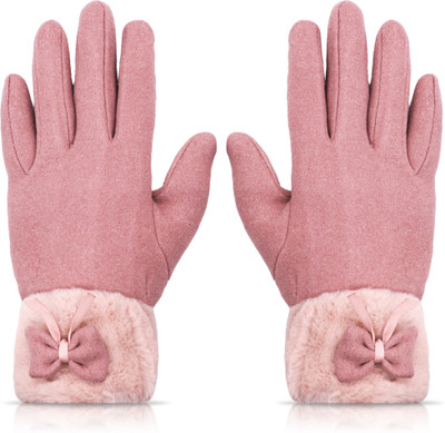 Aseenaa Full Hand (Fashion) Gloves for Bike Riding Gym/Hiking/Cycling/Travelling/Camping Driving Gloves(Pink)