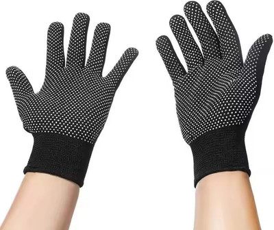 Kkrish Sports DOTTED Cotton Gloves for Tennis Cricket Batting, Biking, one pair_ BLACK Inner Gloves(Black)