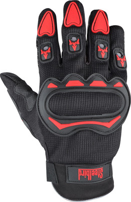 Steelbird Bike Riding Gloves with Touch Screen Sensitivity at Thumb and Index Finger Riding Gloves(Black Red)