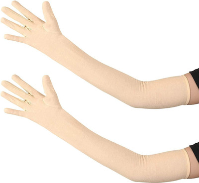 HOUSE OF COMMON Sun Protection Arm Sleeves for Men & Women glove Driving Gloves(Beige)