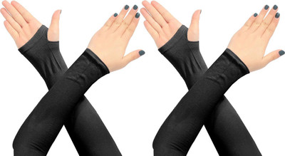 aksmit Unisex Cool Sport Sunburn Protector Riding Arm glove For Rider 2 Pair_n009 Riding Gloves(Black, Black)