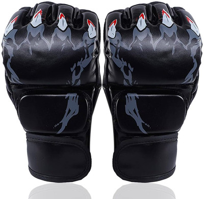 Leosportz MMA Boxing Gloves, Half Finger Kickboxing Training Gloves,Grappling Boxing Gloves(Black, Multicolor)