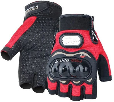 uRock Probiker Half Cut Gloves for Motorcycle Scooter Riding Gloves(Red)