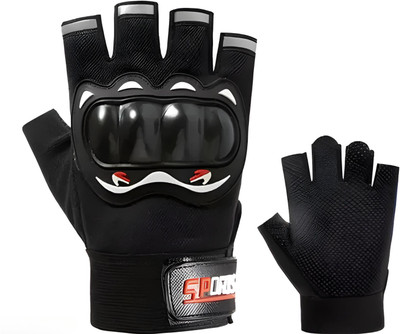 MozFit Men's Half Finger Gloves Motorcycle Bicycle Gloves Guantes Breathable Non-Slip Riding Gloves(Black)