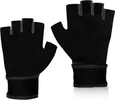 TRUE INDIAN Hot Sale Leatherite Gym Gloves for with Half-Finger Length, Training and Workout Driving Gloves(Black)