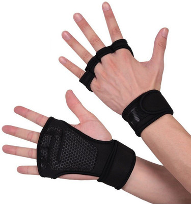 BROGBUS Non-Slip weight lifting wrist support with long straps Gym & Fitness Gloves Gym & Fitness Gloves(Black)