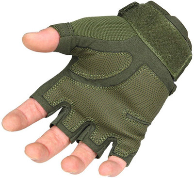 MELZRON Military Green Half Finger Winter Hand Gloves for Men and Women Riding Gloves(Military Green)