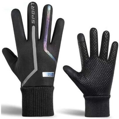 DreamPalace India Full Finger Gloves with Touch Screen Feature With Reflector Riding Gloves(Black)