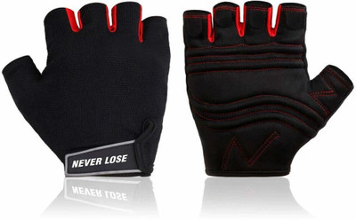 never lose MENS Gym & Fitness Gloves Running Gloves(DARK BLACK)