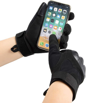 uRock Touchscreen Gym Gloves with Hard Knuckle Gym & Fitness Gloves(Black)