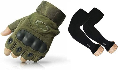MELZRON Half Finger Motorcycle Tactical Gloves Riding Gloves(Military Green)