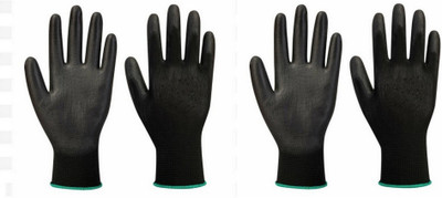 RBGIIT Nylon Safety Hand Gloves Heavy Duty Anti Cut Resistant Latex for Men - 2 Pair K3 Skating Gloves(Black)