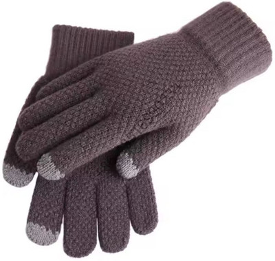 uRock Winter Warm, TouchScreen Woolen Gloves for Men and Women Riding Gloves(Brown)