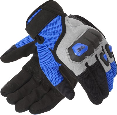 ROYAL ENFIELD Riding Gloves | TPR Knuckle Protection & Abrasion Resistance Riding Gloves(Blue)