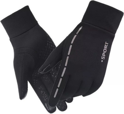 DreamPalace India Touch Screen Waterproof Windproof Microfiber Gloves Riding Gloves(Black)