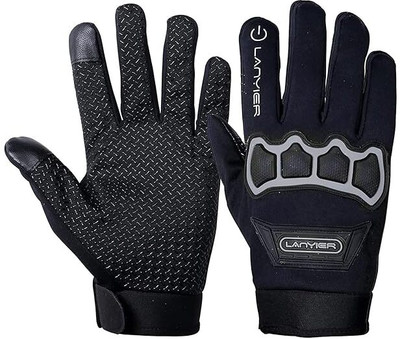 zaysoo full finger gloves for bike Riding gloves touch screen hard knuckle Riding Gloves(Black&Grey)