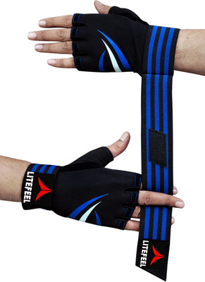 LITE FEEL Gym Hand Glove, Sport glove, Riding Glove, Hand Glove Gym & Fitness Gloves(Blue, Black)